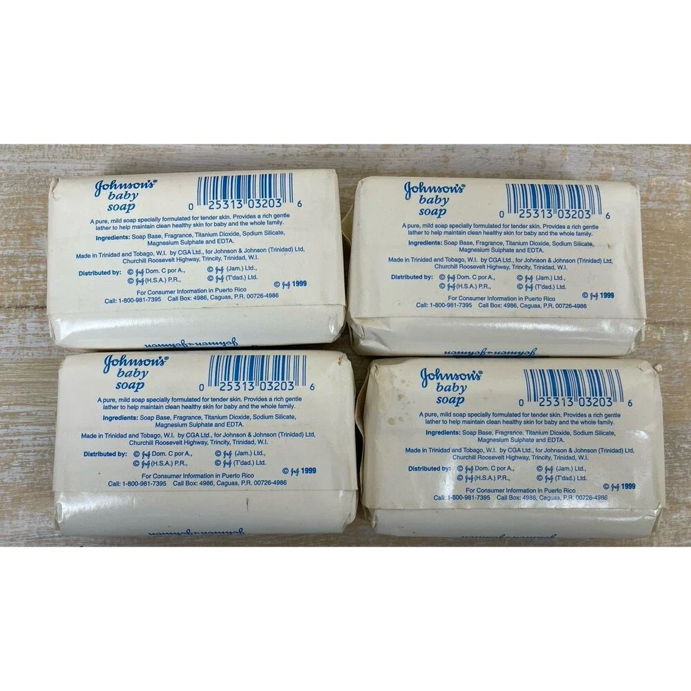 4 Vintage NOS Johnson’s Baby Soap Bars Gentle Mild 4.4 Oz 1999